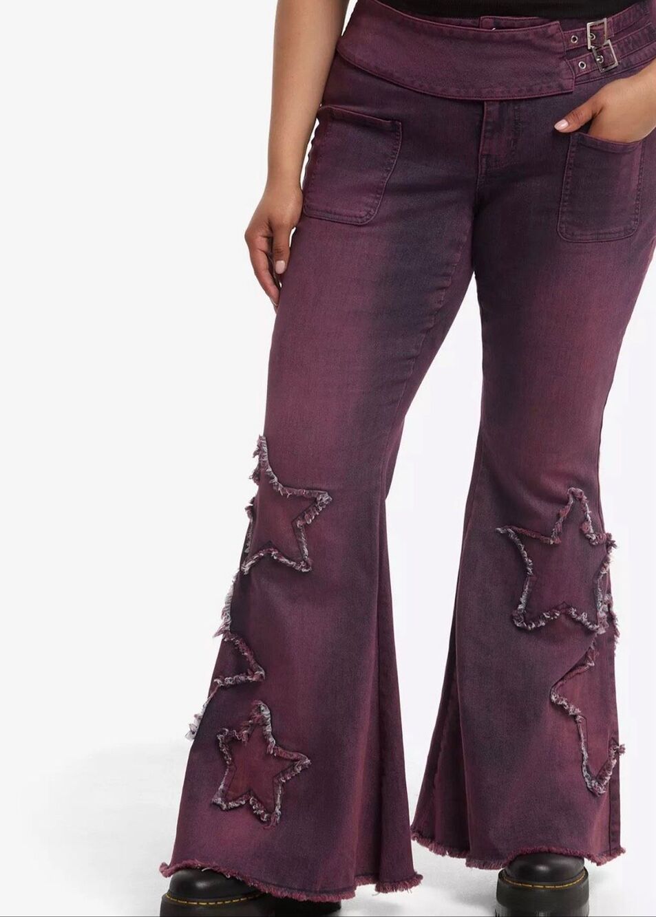 Hot Topic Thorn & Fable Faded Purple Star Flared Jeans Plus Size 16 Nwt